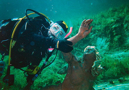 John dives with the Mermaid of Badersee