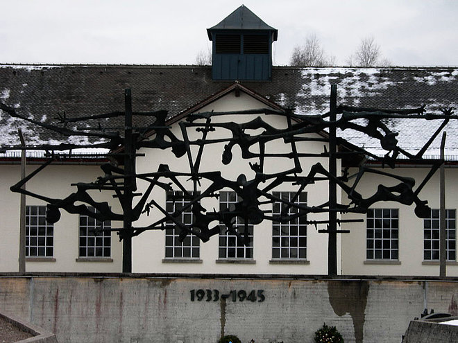 Dachau Concentration Camp, now Memorial Site: Sculpture created by Nandor Glid