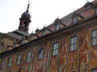 Bamberg - Angel on side of City Hall in Rococo style