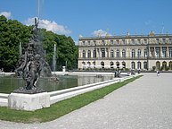 Fountains on the left side in front of Herren Chiemsee palace.
