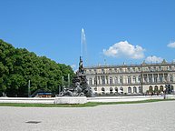 The fountians on the left side of Herrren Chiemsee Palace