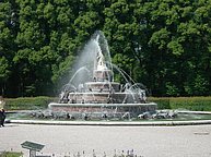 Fountain of turtles and frogs in front of Herren Chiemsee palace.