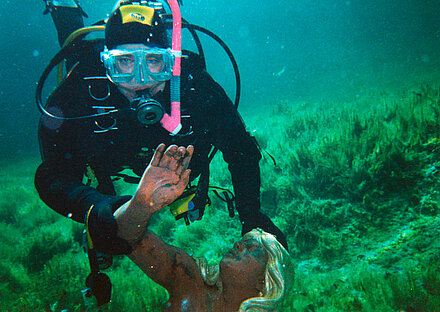 John dives with the Mermaid of Badersee