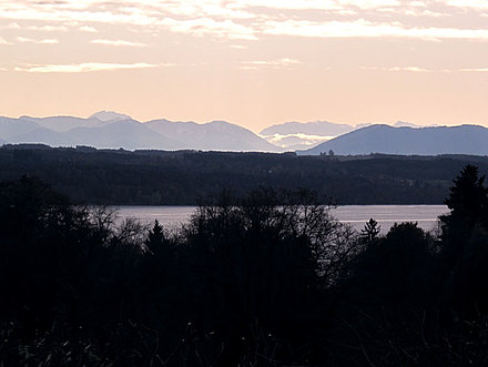 View of the Starnberg lake to the Alps in fall